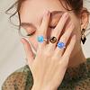 50Pcs 5 Colors Adjustable Brass Ring Components KK-PH0003-33-6