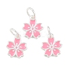 925 Sterling Silver Enamel Hot Pink Flower Charms STER-A049-04S-1