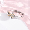 Brass Micro Pave Clear Cubic Zirconia Adjustable Finger Rings for Women RJEW-S624-03PG-3