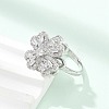Clover Rotatable Open Cuff Rings for Women RJEW-R007-02P-2