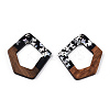 Opaque Resin & Walnut Wood Pendants RESI-N039-61B-3