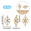 HOBBIESAY 10Pcs Brass Colorful Cubic Zirconia Connector Charms FIND-HY0001-23-2