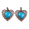 Synthetic Turquoise Peach Love Heart Pendants G-G158-01-09-1