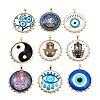 Rack Plating Brass Micro Pave Cubic Zirconia Glue Photographic Paper Pendants KK-D343-02G-1