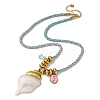 304 Stainless Steel Enamel & Natural Shell Pendant Cord Necklaces NJEW-L465-09G-02-4