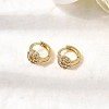 Flat Round Brass Micro Pave Clear Cubic Zirconia Hoop Earrings EJEW-H170-02G-2