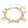 Iron Figaro & Paperclip Chain Double Layers Bracelets Link Bracelets for Women BJEW-A156-01G-4