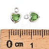 Heart Brass Glass Charms KK-S385-01S-02-3