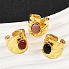 316 Stainless Steel with Natural Mixed Gemstone Cuff Rings RJEW-Z098-01G-16-2