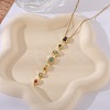 304 Stainless Steel Pave Cubic Zirconia Rectangle Oval Drop Pendant Long Tassel Necklaces FS-WGDB594-01-2
