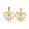 Brass Micro Pave Clear Cubic Zirconia Pendants ZIRC-F134-18G-03-1