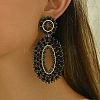 201 Stainless Steel Bohemian Oval Vintage Long Stud Earrings HB4853-2-2