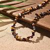Natural Supper 7 Rutilated Quartz Chip Beaded Necklaces for Men Women NJEW-G159-01K-2