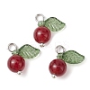 Natural Dyed White Jade Fruit Charms PALLOY-JF02431-04-1