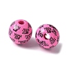 Mother's Day Theme Printed Wood European Beads WOOD-F016-11-1
