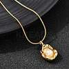 304 Stainless Steel with Acrylic Pearl Oval Pendant Necklaces NJEW-G184-05G-2