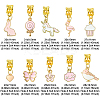 50Pcs 10 Styles Alloy Pink Enamel European Dangle Charms ENAM-CJ0005-49-2