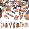 20Pcs 10 Styles Opaque Resin & Walnut Wood Pendants RESI-TA0003-69-1