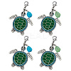 4Pcs 2 Colors Alloy Green Enamel Sea Turtle Pendants Decoration HJEW-FG00025-1