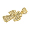 Rack Plating Brass Micro Pave Clear Cubic Zirconia Pendants KK-Z067-03G-01-2