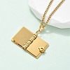 304 Stainless Steel Book Pendant Necklaces for Women NJEW-U037-01A-G-2