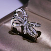 Bowknot Alloy with Crystal Rhinestone Finger Rings for Women FS-WG361F1-04-3
