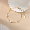 Natural Freshwater Pearls and Cubic Zirconia Link Bracelets BJEW-D343-01G-3