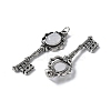 Key Brass Natural Quartz Crystal Big Pendants KK-D361-01AS-13-2