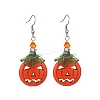 Synthetic Turquoise Pumpkin Dangle Earrings EJEW-TA00239-1