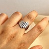 304 Stainless Steel Open Cuff Rings for Women RJEW-K258-10P-1