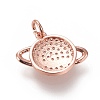 Brass Micro Pave Clear Cubic Zirconia Pendants ZIRC-L091-058RG-2