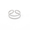 Non-Tarnish 304 Stainless Steel Double Line Open Cuff Ring for Women RJEW-S405-227P-1