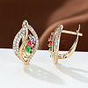 Leaf Brass Micro Pave Cubic Zirconia Hoop Earrings WG08CC9-11-1