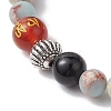 8mm Round Dyed Natural Agate and Synthetic Aqua Terra Jasper Beaded Stretch Bracelets BJEW-JB10598-3