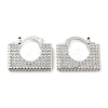 Rectangle Shape Brass Micro Pave Clear Cubic Zirconia Thick Hoop Earrings EJEW-Q785-04P-1