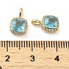 Brass Micro Pave Cubic Zirconia and Glass Pendants KK-H455-19G-3