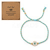 Adjustable 304 Stainless Steel Enamel Evil Eye Cotton Cord Braided Bead Bracelets WG2F678-04-1