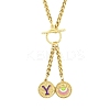 Ion Plating(IP) 304 Stainless Steel Purple Enamel Letter & Eye Pendant Wheat Chain Necklaces STAS-Z102-01G-Y-1