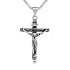Cross Pendant Necklace with Jesus Crucifix Religious Necklace Sacrosanct Charm Neck Chain Jewelry Gift for Birthday Easter Thanksgiving Day JN1109A-1