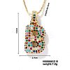 Brass Pave Colorful Cubic Zirconia Letter Pendant Box Chain Necklaces NU0575-2-1