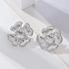 Brass Flower Stud Earrings EJEW-R016-17P-1