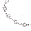 304 Stainless Steel Hollow Heart Link Chain Anklets for Women AJEW-AN00684-3