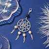 Woven Web/Net with Feather Glass Seed Beads Pendant Decorations HJEW-MZ00074-02-2