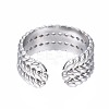 Non-Tarnish 304 Stainless Steel Twist Rope Open Cuff Ring RJEW-T023-47P-2