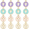 16Pcs 4 Colors Light Gold Plated Alloy Enamel Pendants ENAM-FS0001-85-1
