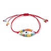 Adjustable Evil Eye Lampwork & Seed Braided Bead Bracelet BJEW-JB09487-1