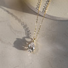 925 Sterling Silver Pave Clear Cubic Zirconia Teardrop Pendant Necklaces NJEW-G172-01G-3