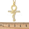Brass Micro Pave Clear Cubic Zirconia Snake Wrapped Ankh Cross Pendant Necklaces LS-NJEW-S446-01G-3