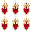 6Pcs Brass Micro Pave Clear Grade AAA Cubic Zirconia Pendants KK-BBC0015-32A-1