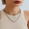 2Pcs 2 Styles 304 Stainless Steel Box Chain Necklaces NJEW-LP0003-30-3